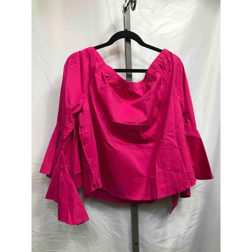 NEW YORK & COMPANY Pink Off Shoulder Ruffle Sleeve Top Blouse XL - Picture 2 of 4
